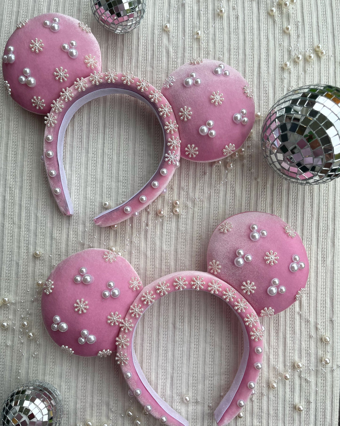 Pink Christmas Snowflake Ears