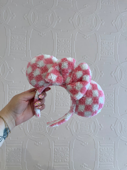 $25 Pink Checkered Cozy Ears